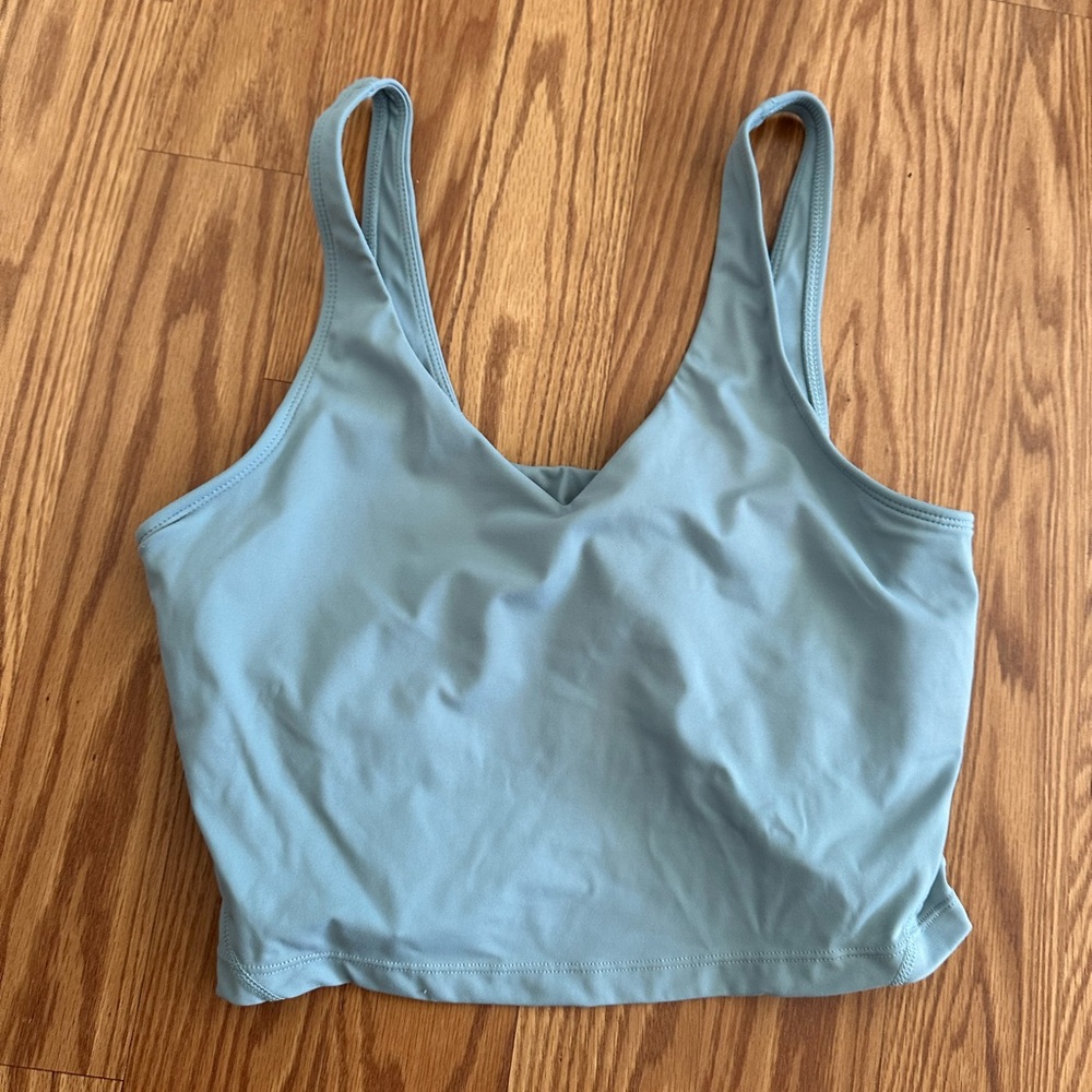 Light Blue Cropped Gym Tank Top